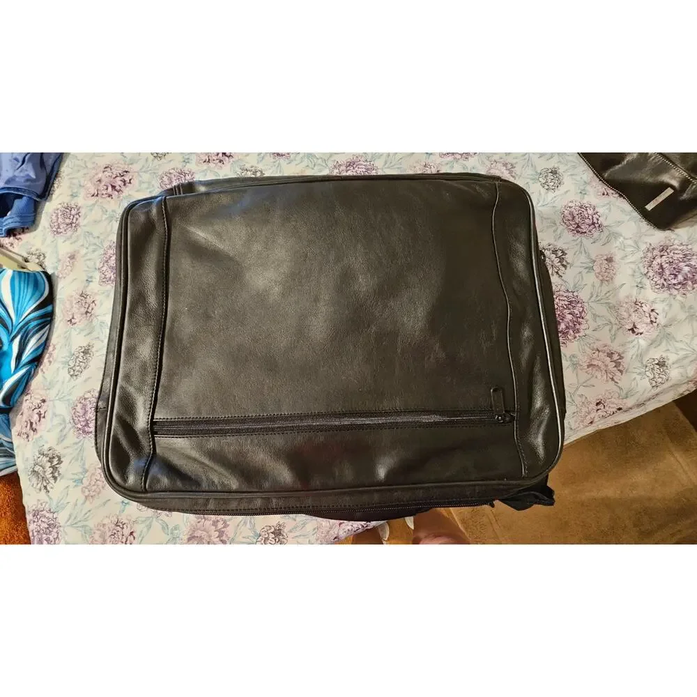 Bugatti Computer Shoulder Bag Briefcase Black Leather 15